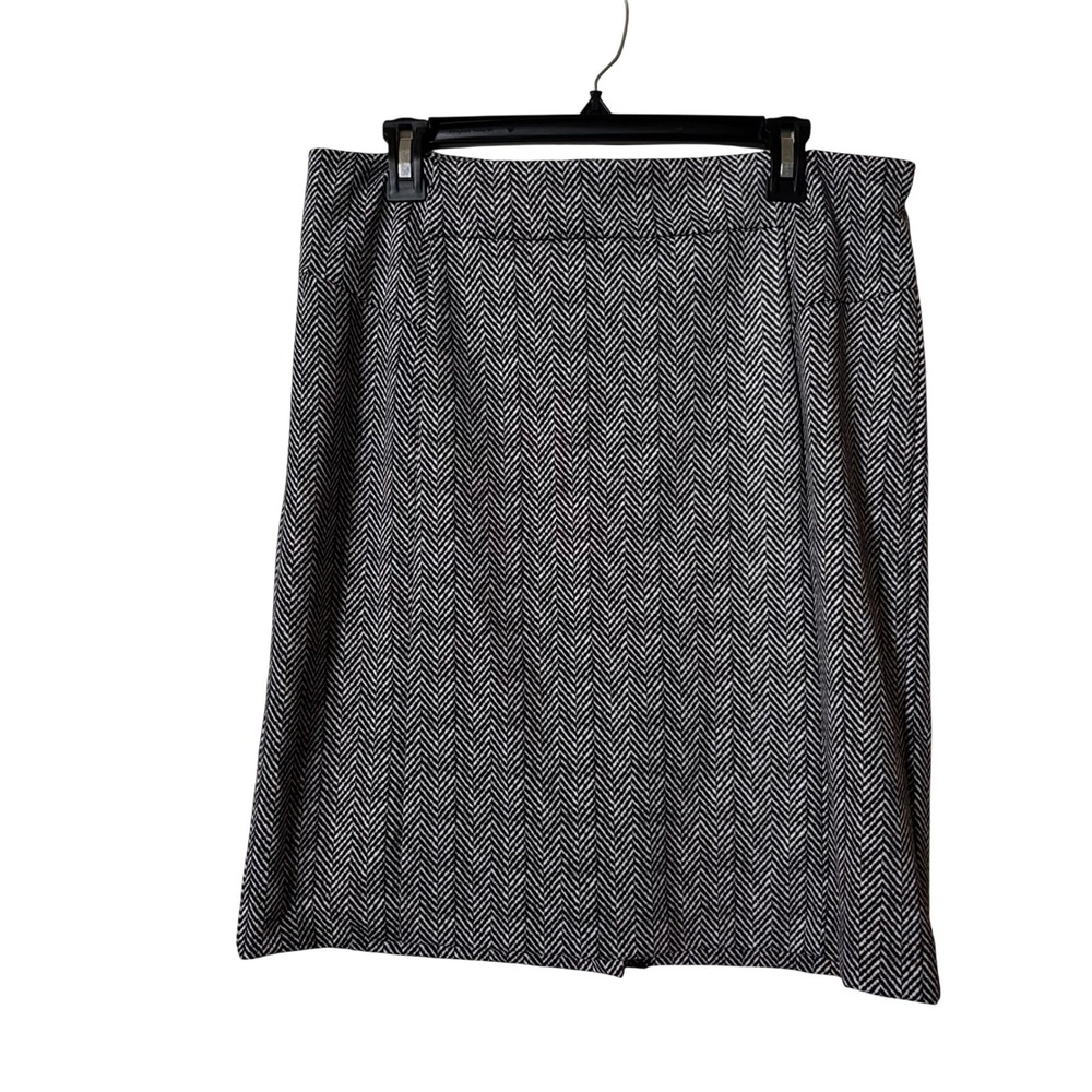 Michael Michael Kors Women's Career Skirt 12‎ Herringbone Gray Black Chevron